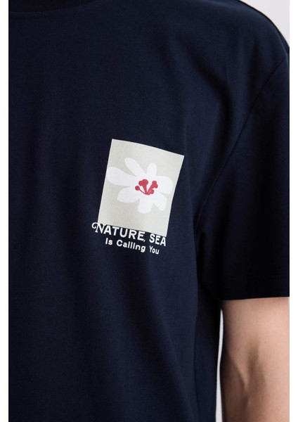 %100 Pamuk Regular Fit Bisiklet Yaka Baskılı Kısa Kollu Tişört C2081AX25SM indirimleri