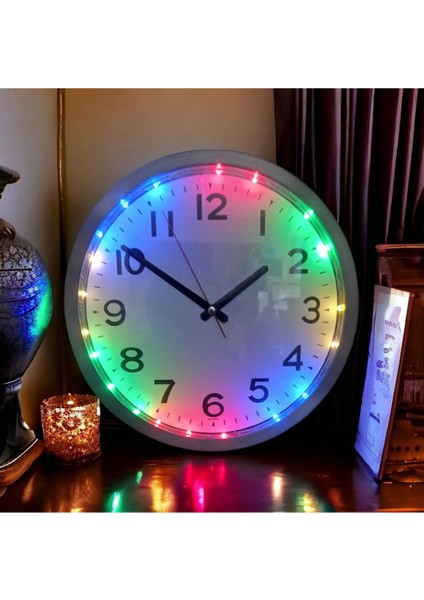 Uzaktan Kumandalı Ledli Işıklı Duvar Saati Gece Lambası Aplik 30 cm B3