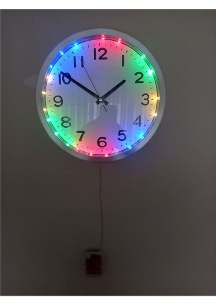 Uzaktan Kumandalı Ledli Işıklı Duvar Saati Gece Lambası Aplik 30 cm B3