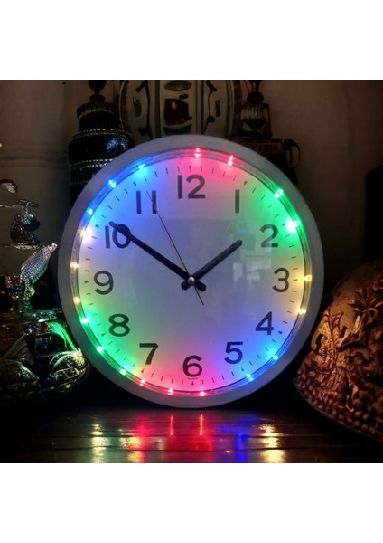 Uzaktan Kumandalı Ledli Işıklı Duvar Saati Gece Lambası Aplik 30 cm B3