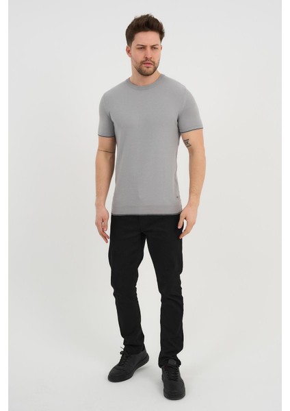 Bisiklet Yaka Kolları Şeritli Triko T-Shirt (1243) fiyatları