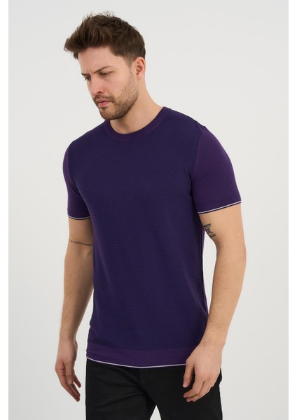 Bisiklet Yaka Kolları Şeritli Triko T-Shirt (1243) modelleri