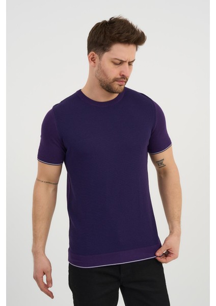 Bisiklet Yaka Kolları Şeritli Triko T-Shirt (1243) indirimleri