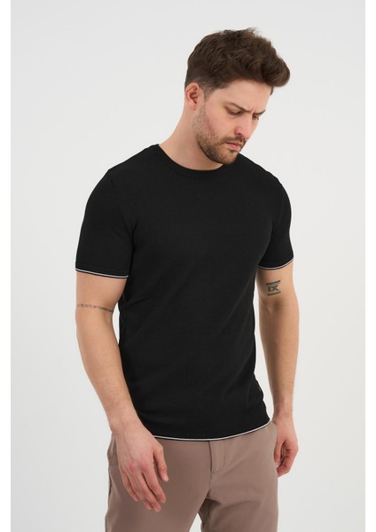 Bisiklet Yaka Kolları Şeritli Triko T-Shirt (1243) indirimleri