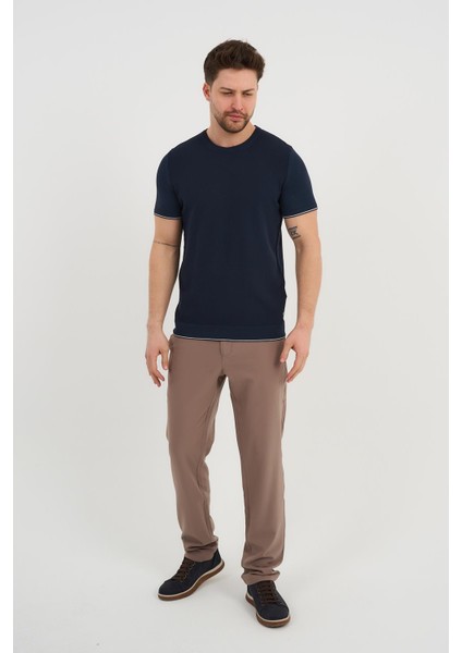 Bisiklet Yaka Kolları Şeritli Triko T-Shirt (1243) fiyatları