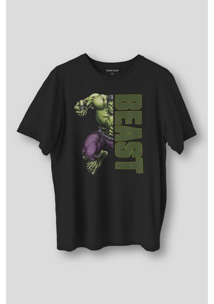Gym The Beast Hulk Fitness Spor Baskılı Siyah Unisex T-Shirt Kısa Kollu Erkek Tişört