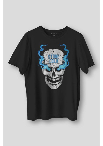 Siyah Tişört Stone Cold Wwe Fight Gym Spor Dövüş Baskılı Erkek T-Shirt Kısa Kollu