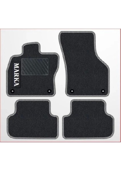 Honda Civic Fk-Fn 2006-2012 Hatchback Siyah Halı Gri Kenar Petek Topuk