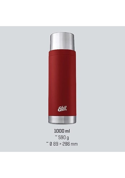 Sculptor Termos Şişe, Sıcak ve Soğuk Içecekler Için Paslanmaz Çelikten Yalıtımlı Şişe, 1000 Ml, Burgundy