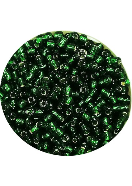 Dökme Cam Kum Boncuk (11/0) 2 mm - 20 Gram - Şefaf Koyu Yeşil - BNC002