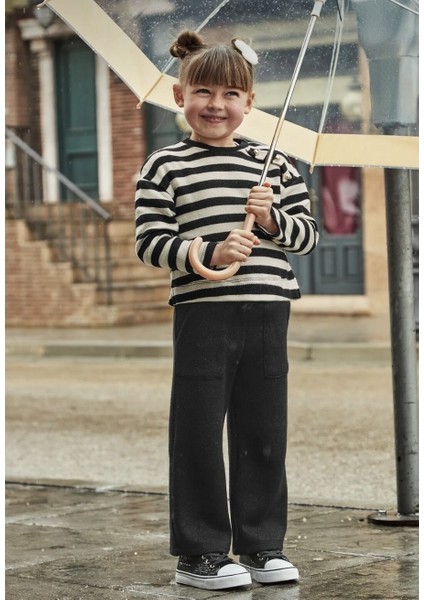 Kız Çocuk Çizgili Triko Takım 4554