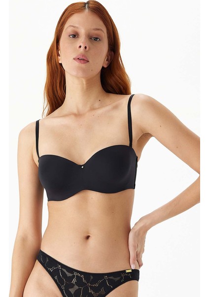 Siyah Straplez Sütyen 10516-NEW