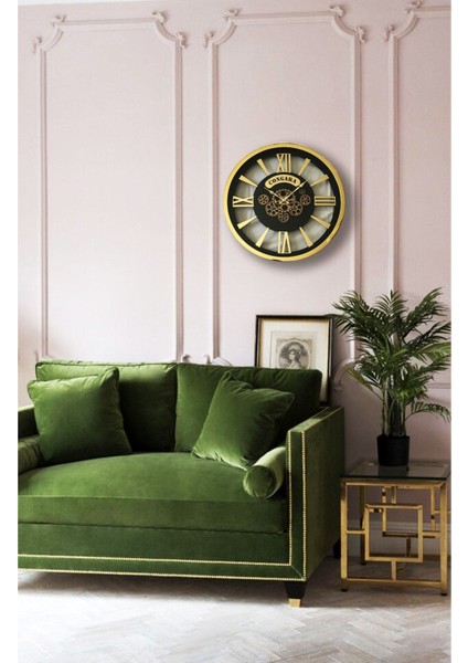Congara Rich Design Çarklı Duvar Saati Gold