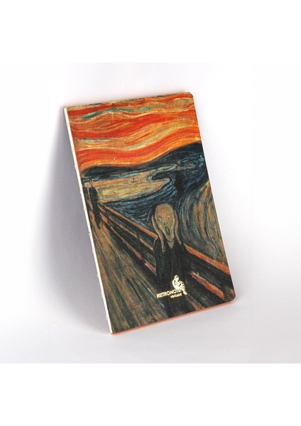 The Scream, Edward Munch 1893, Vintage Defter Ix, Çizgisiz, 96 Sayfa, Iplik Dikiş, Esnek Kapak, Yaldızlı Oval Kenar, Tuval Doku, 90 Gram, Fildişi Renk, 14,8X21X1CM