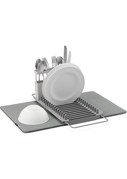 Udry Bulaşık Rafı, Lavabo ve Mikrofiber Damlama Matı, Katlanabilir, Yer Tasarruflu ve Kolay Saklanabilir, Antrasit, 51 x 57 x 17