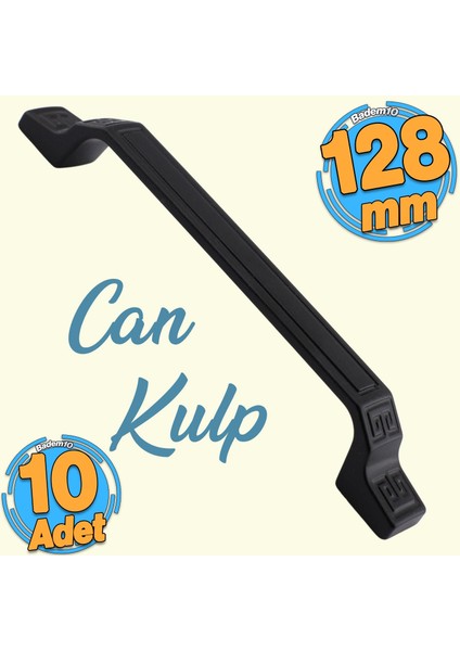 10 Adet Can Mobilya Mutfak Dolabı Çekmece Dolap Kapak Kulpu Düz Metal Kulp 128 mm Siyah
