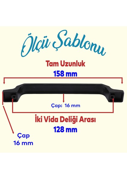 10 Adet Can Mobilya Mutfak Dolabı Çekmece Dolap Kapak Kulpu Düz Metal Kulp 128 mm Siyah
