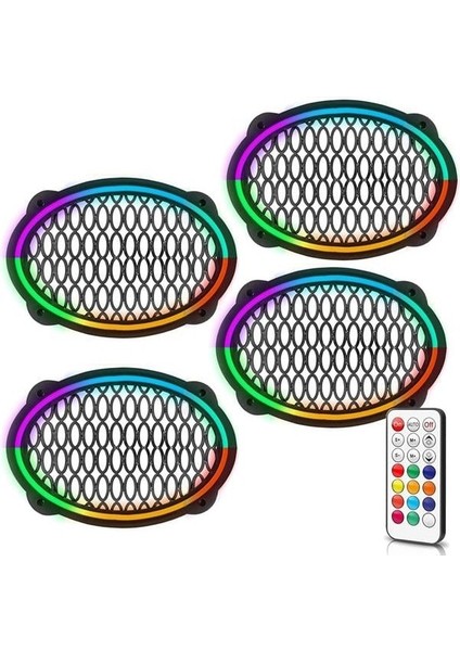 Midrange Kapağı Neon Pixel Ledli Animasyonlu Kumandalı Oval 4 Adet