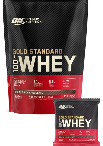 Whey gold Standard Çikolata Aromalı 465 g 15 Servis Yüksek Protein Tozu - Whey gold Standard Çikolata Aromalı Şase 31 g 1 Servis