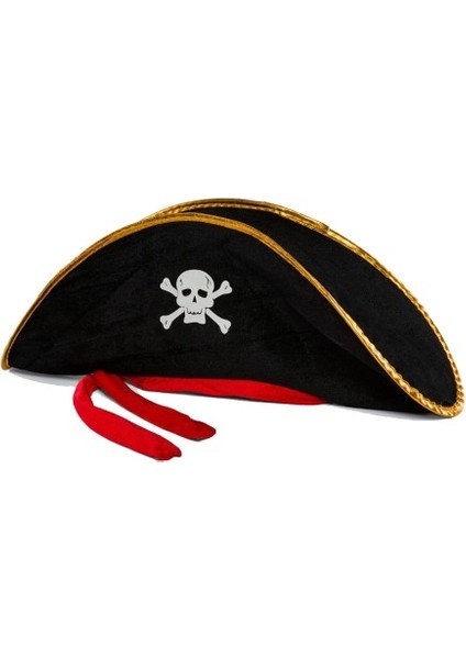 Yetişkin Boy Kadife Jack Sparrow Denizci Kaptan Jack Korsan Şapkası 50 x 20 cm