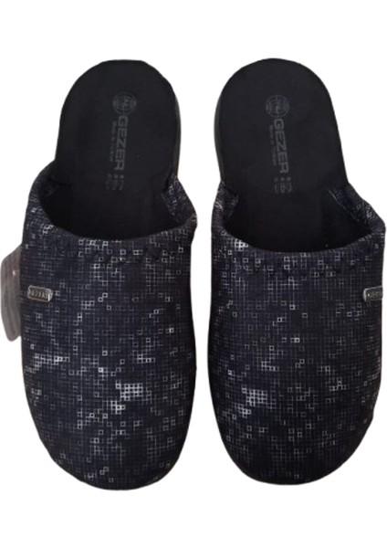Erkek Siyah-Gri Desenli Ortopedik Taban Ev İçi Günlük Terlik fırsatları