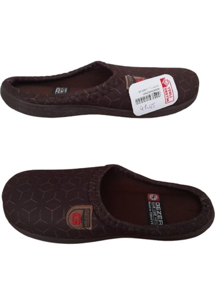 Erkek Kahverengi Çizgi Desenli Ortopedik Poli Taban Ev İçi Günlük Terlik