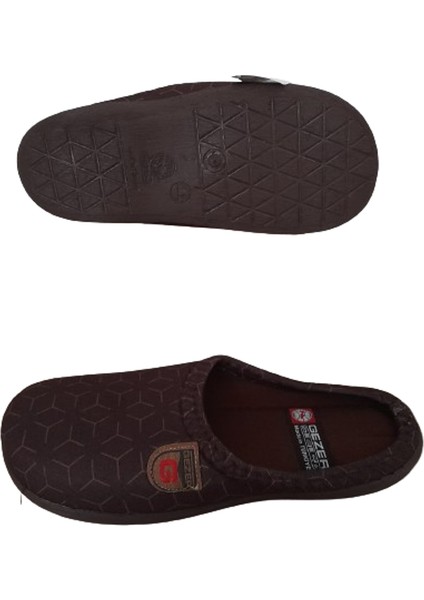 Erkek Kahverengi Çizgi Desenli Ortopedik Poli Taban Ev İçi Günlük Terlik fırsatları