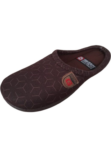 Erkek Kahverengi Çizgili Ortopedik Pvc Taban Ev İçi Günlük Terlik fırsatları