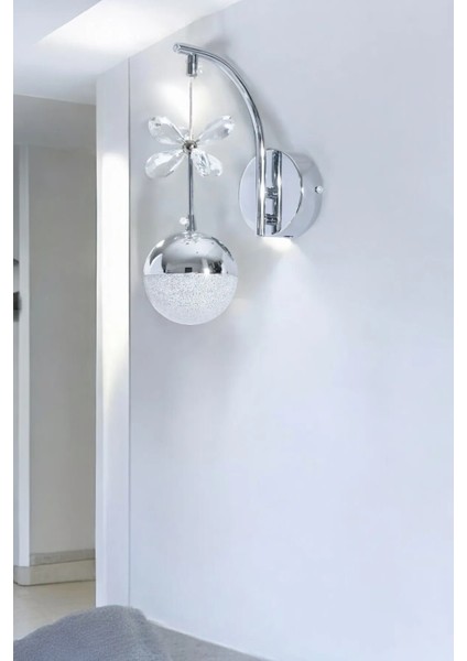 Şık LED Aplik A+++ Krom Renk 10x17 cm Aşağı Yönlü Işık İç Mekan için