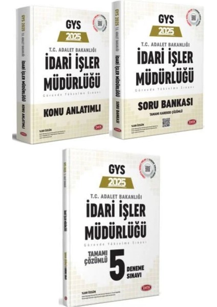 Data 2025 Adalet Bakanlığı Idari Işler Müdürlüğü Gys Konu + Soru + Deneme 3 Lü Set