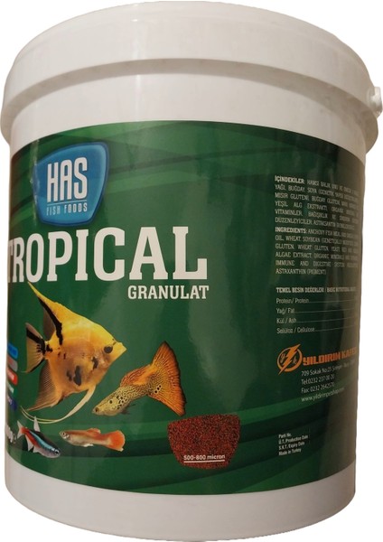 Tropical Granulat 3 kg Kova Lepistes Moli Canlı Doğuran Balık Yemi fiyatları