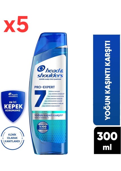 Pro Expert 7 Nane ve Mentol ile Yoğun Kasıntı Karşıtı Şampuan 300 ml 5 Adet