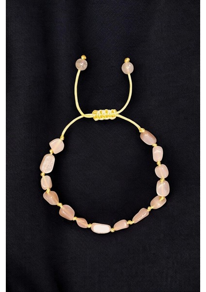 Turuncu Aytaşı Doğal Taş Bileklik Makrome Ayarlı 633-1 Peach Moonstone