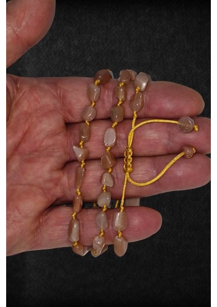 Turuncu Aytaşı Doğal Taş Bileklik Makrome Ayarlı 633-1 Peach Moonstone modelleri