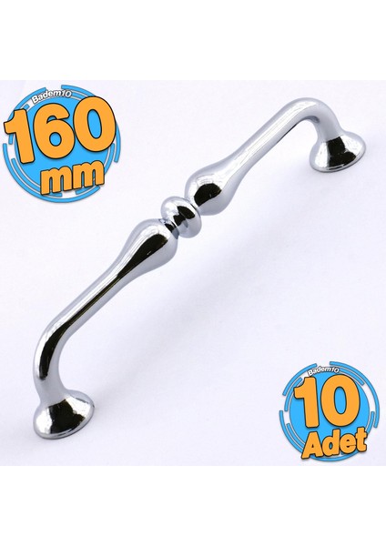 10 Adet Yayık Kulp Mobilya Mutfak Dolabı Çekmece Dolap Kulp Kapak Kulpu Kulbu Krom Renk 160 mm Metal
