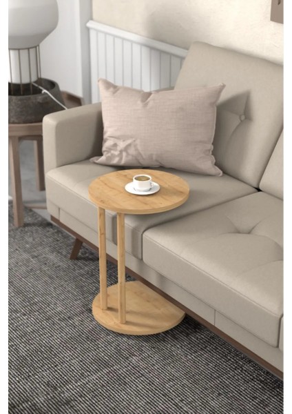 C Sehpa Yuvarlak 36 cm Çap Tekerlekli Şık Tasarım Koltuk Yan Sehpa Zigon Servis Sehpası Traverten fiyatları