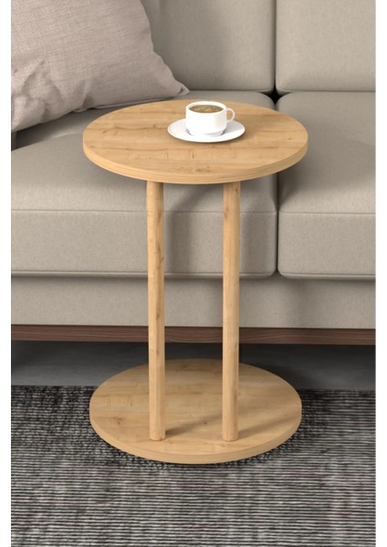 C Sehpa Yuvarlak 36 cm Çap Tekerlekli Şık Tasarım Koltuk Yan Sehpa Zigon Servis Sehpası Traverten modelleri