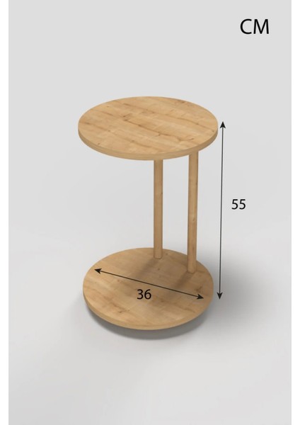 C Sehpa Yuvarlak 36 cm Çap Tekerlekli Şık Tasarım Koltuk Yan Sehpa Zigon Servis Sehpası Traverten fırsatları