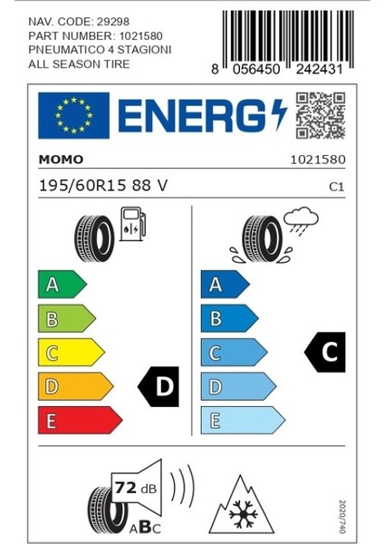 195/60 R15 88V M4 Four Season Oto Dört Mevsim Lastiği ( Üretim Yılı: 2025 ) fırsatları