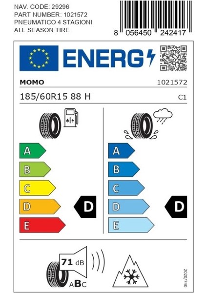 185/60 R15 88H XL M4 Four Season Oto Dört Mevsim Lastiği ( Üretim Yılı: 2025 ) fırsatları