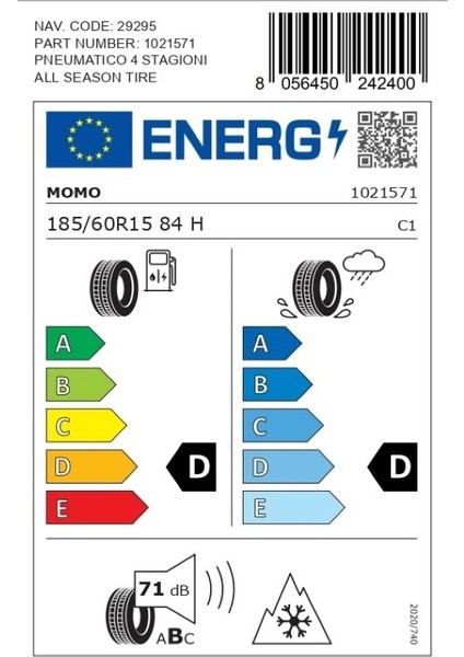 185/60 R15 84H M4 Four Season Oto Dört Mevsim Lastiği ( Üretim Yılı: 2025 ) fırsatları