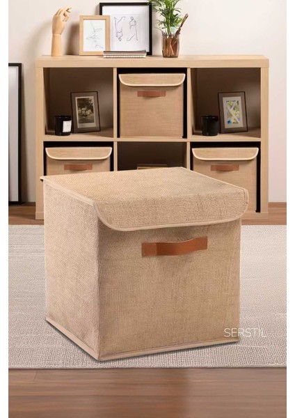 Dolap Içi Çamaşır Oyuncak Düzenleyici Katlanır Kapaklı Saklama Kutusu 30 x 30 x 30 cm