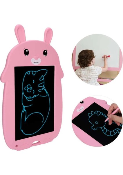 Tavşan Dijital Çocuk Yazı Tableti Çizim Tahtası LCD 9 Inc Ekranlı Bilgisayar Pembe fiyatları