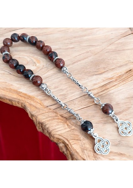 Zaza Tesbih Kızıl Obsidyen Taşı Doğal Taş Sallamalık Tesbih Doğal Taş Tesbih