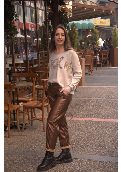 Ithal Lüx Seri Yüksek Bel Kemerli Pantolon