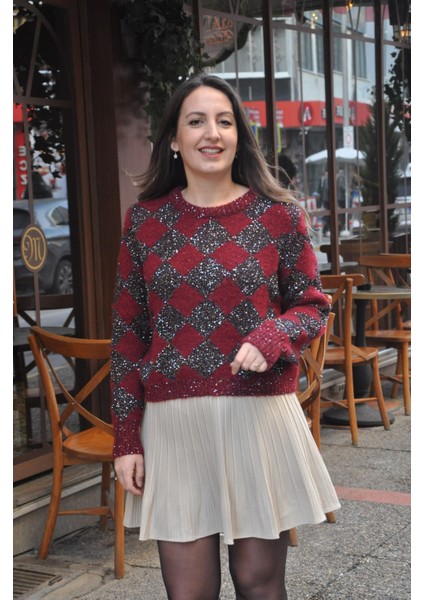 Ithal Lüx Seri Bordo Kazak modelleri
