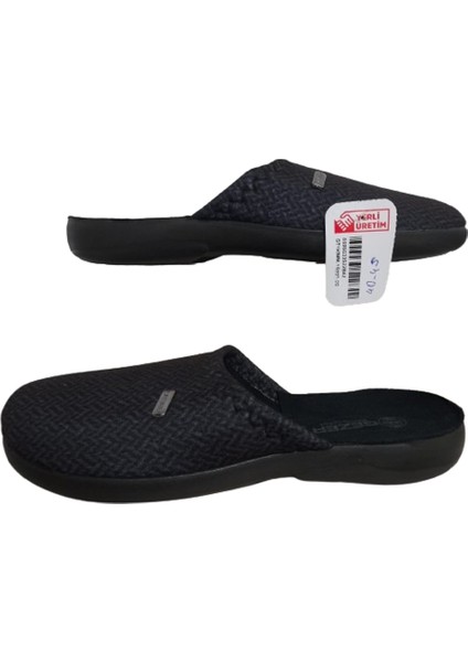 Erkek Siyah Desenli Ortopedik Taban Ev İçi Günlük Terlik