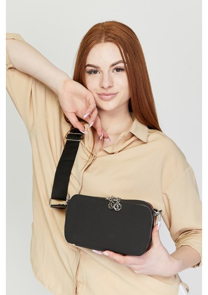 Kadın Üç Bölmeli Ayarlanabilir Çarpraz Kolon Askılı Omuz Çantası