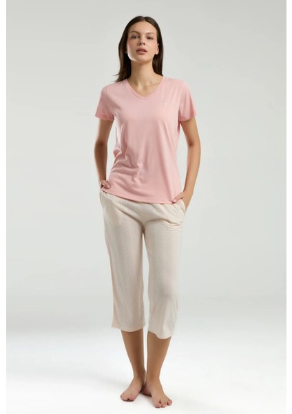 V Yaka Kadın Kapri Takım 3221