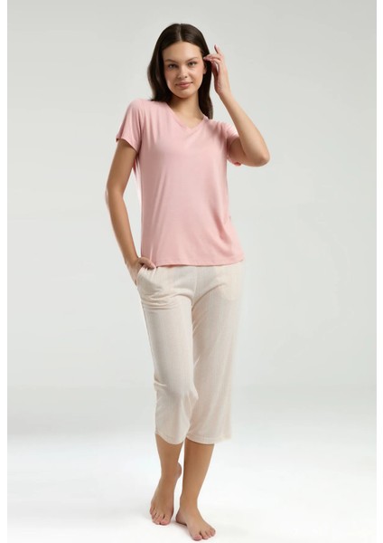 V Yaka Kadın Kapri Takım 3221 fiyatları